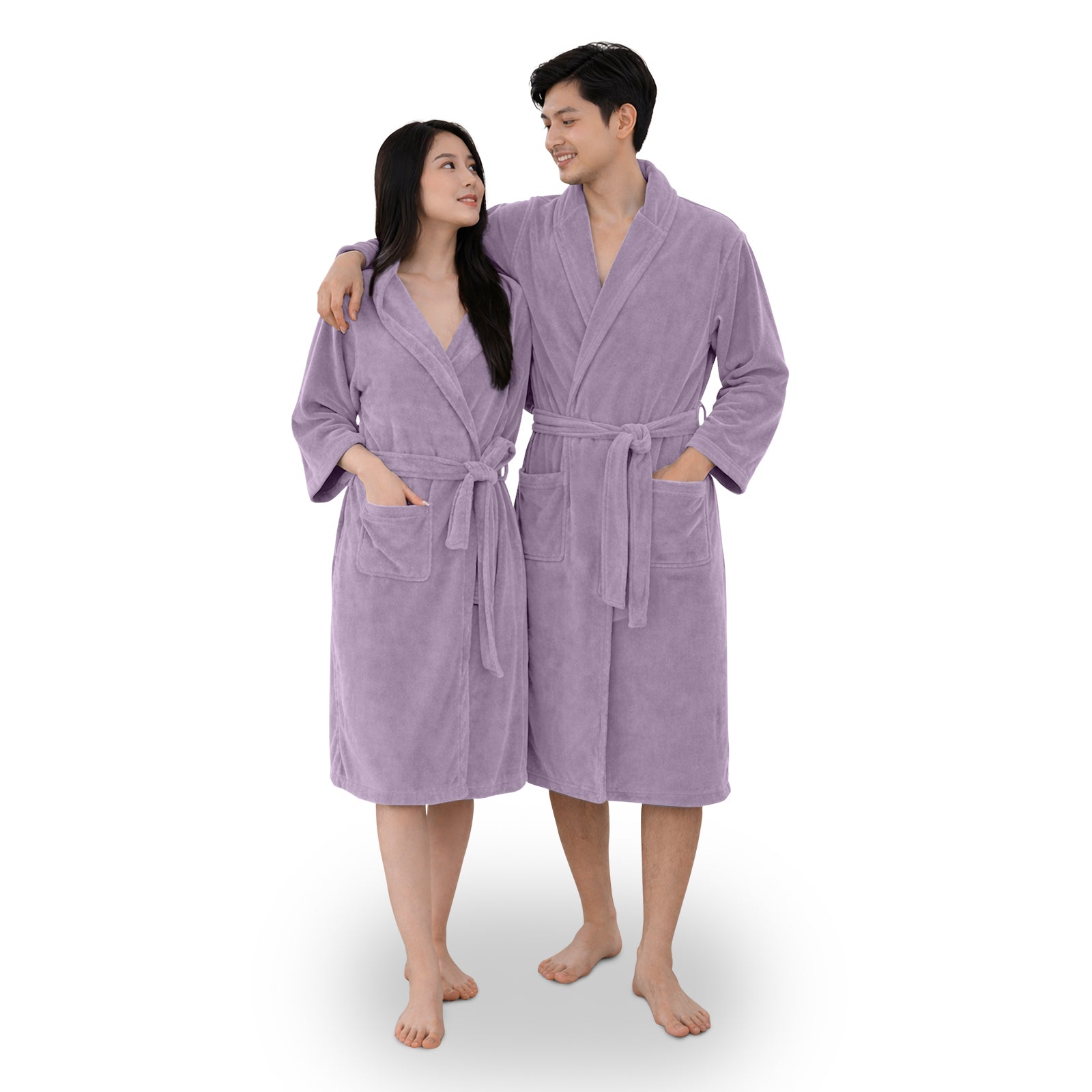 HOUSSE Bathrobe | 450 GSM Microfiber Bathrobe For Women & Men | Super Soft Bathrobe With Hoodie And Belt | Highly Absorbent, Lightweight & Warm | 102 cm Long | Size-L | Pack of 1