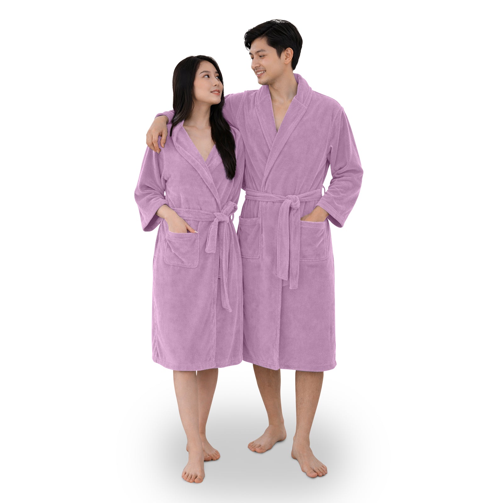 HOUSSE Bathrobe | 450 GSM Microfiber Bathrobe For Women & Men | Super Soft Bathrobe With Hoodie And Belt | Highly Absorbent, Lightweight & Warm | 102 cm Long | Size-L | Pack of 1