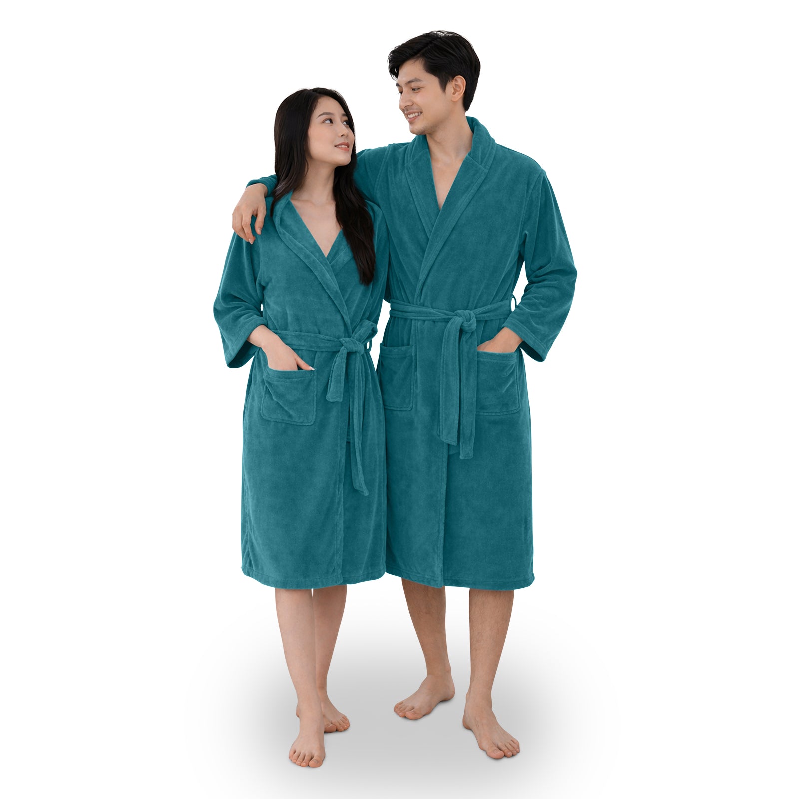 HOUSSE Bathrobe | 450 GSM Microfiber Bathrobe For Women & Men | Super Soft Bathrobe With Hoodie And Belt | Highly Absorbent, Lightweight & Warm | 102 cm Long | Size-L | Pack of 1