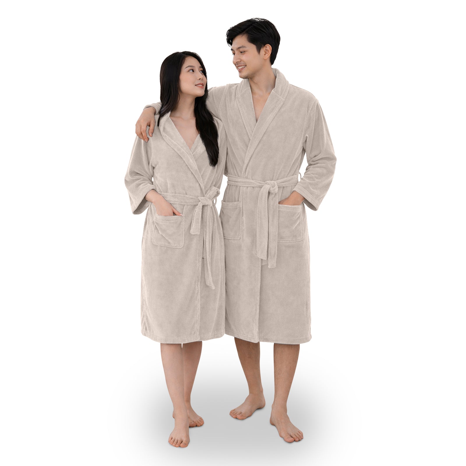 HOUSSE Bathrobe | 450 GSM Microfiber Bathrobe For Women & Men | Super Soft Bathrobe With Hoodie And Belt | Highly Absorbent, Lightweight & Warm | 102 cm Long | Size-L | Pack of 1