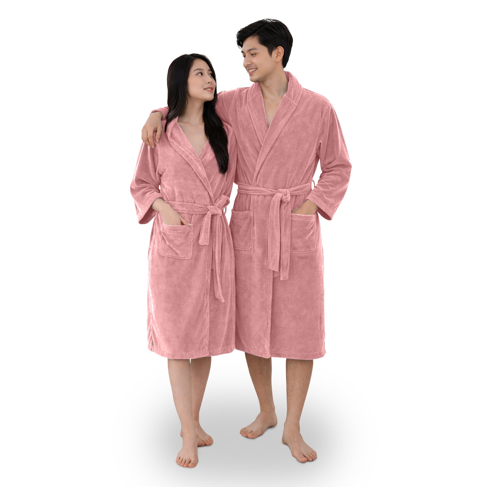 HOUSSE Bathrobe | 450 GSM Microfiber Bathrobe For Women & Men | Super Soft Bathrobe With Hoodie And Belt | Highly Absorbent, Lightweight & Warm | 102 cm Long | Size-L | Pack of 1