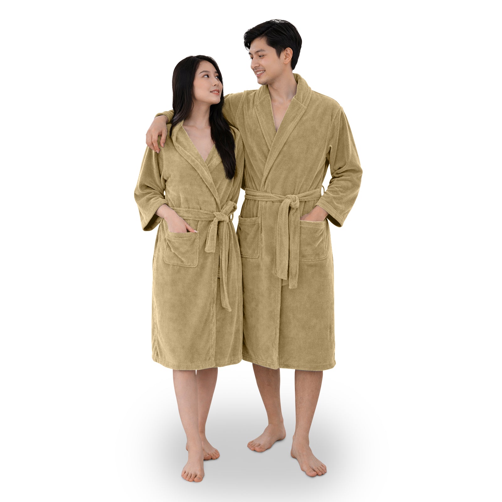 HOUSSE Bathrobe | 450 GSM Microfiber Bathrobe For Women & Men | Super Soft Bathrobe With Hoodie And Belt | Highly Absorbent, Lightweight & Warm | 102 cm Long | Size-L | Pack of 1