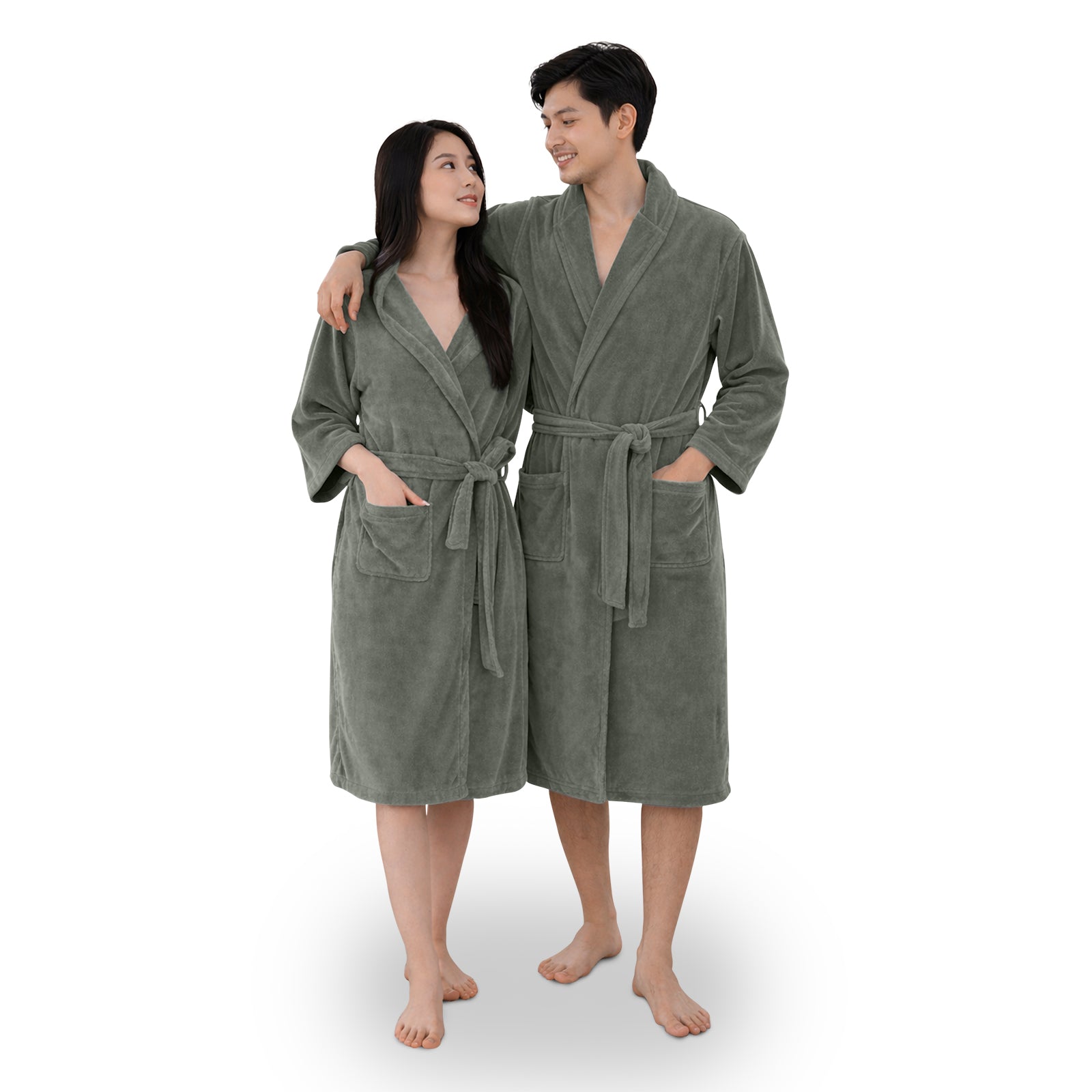 HOUSSE Bathrobe | 450 GSM Microfiber Bathrobe For Women & Men | Super Soft Bathrobe With Hoodie And Belt | Highly Absorbent, Lightweight & Warm | 102 cm Long | Size-L | Pack of 1