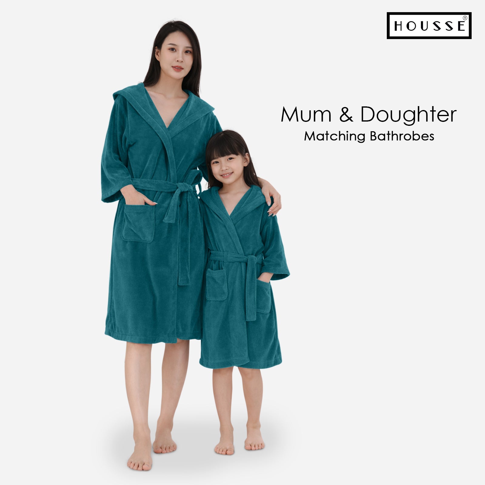 HOUSSE Bathrobe | 450 GSM Microfiber Solid Bathrobes for Kids | Solid Bathrobes, Highly Absorbent, Super Soft Bathrobe With Hoodie And Belt | Lightweight & Warm | 102 cm Long | Size-L | Pack of 1