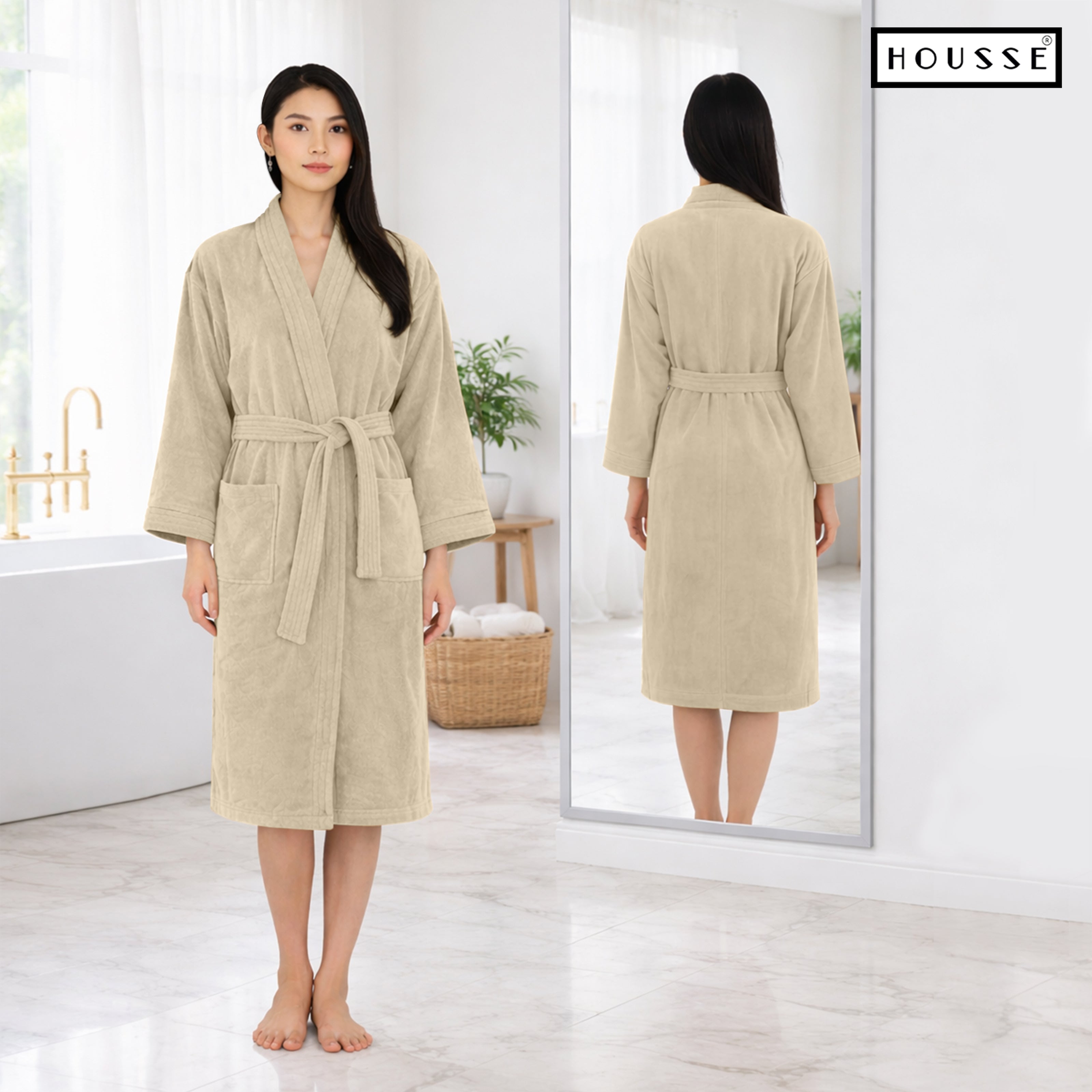 HOUSSE Microfiber Bathrobe 500 GSM | Solid Bathrobes, Highly Absorbent, Quick-Dry And Soft Bathrobe