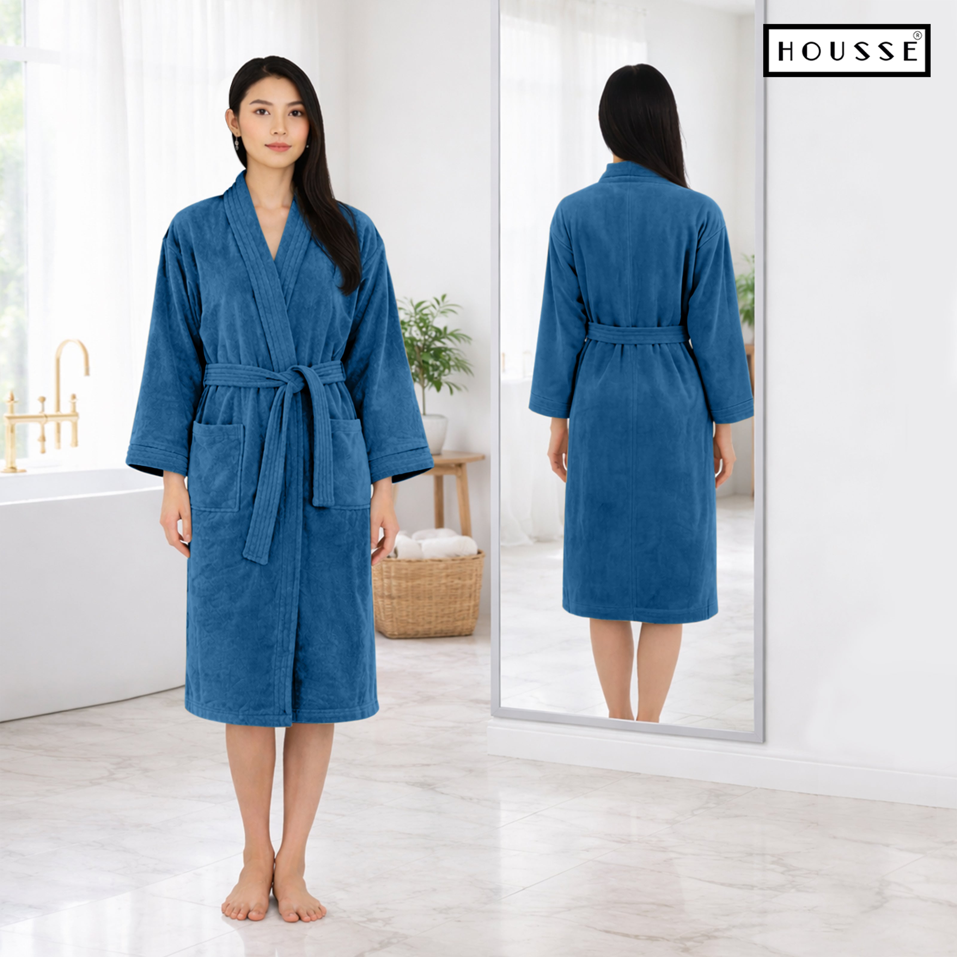 HOUSSE Microfiber Bathrobe 500 GSM | Solid Bathrobes, Highly Absorbent, Quick-Dry And Soft Bathrobe