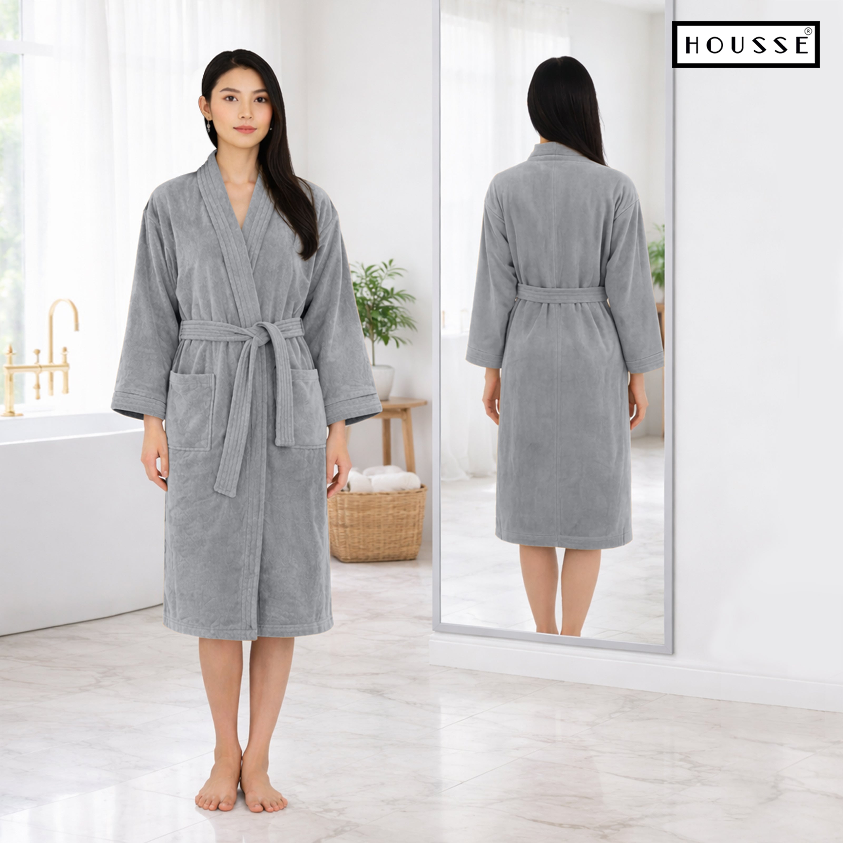 HOUSSE Microfiber Bathrobe 500 GSM | Solid Bathrobes, Highly Absorbent, Quick-Dry And Soft Bathrobe