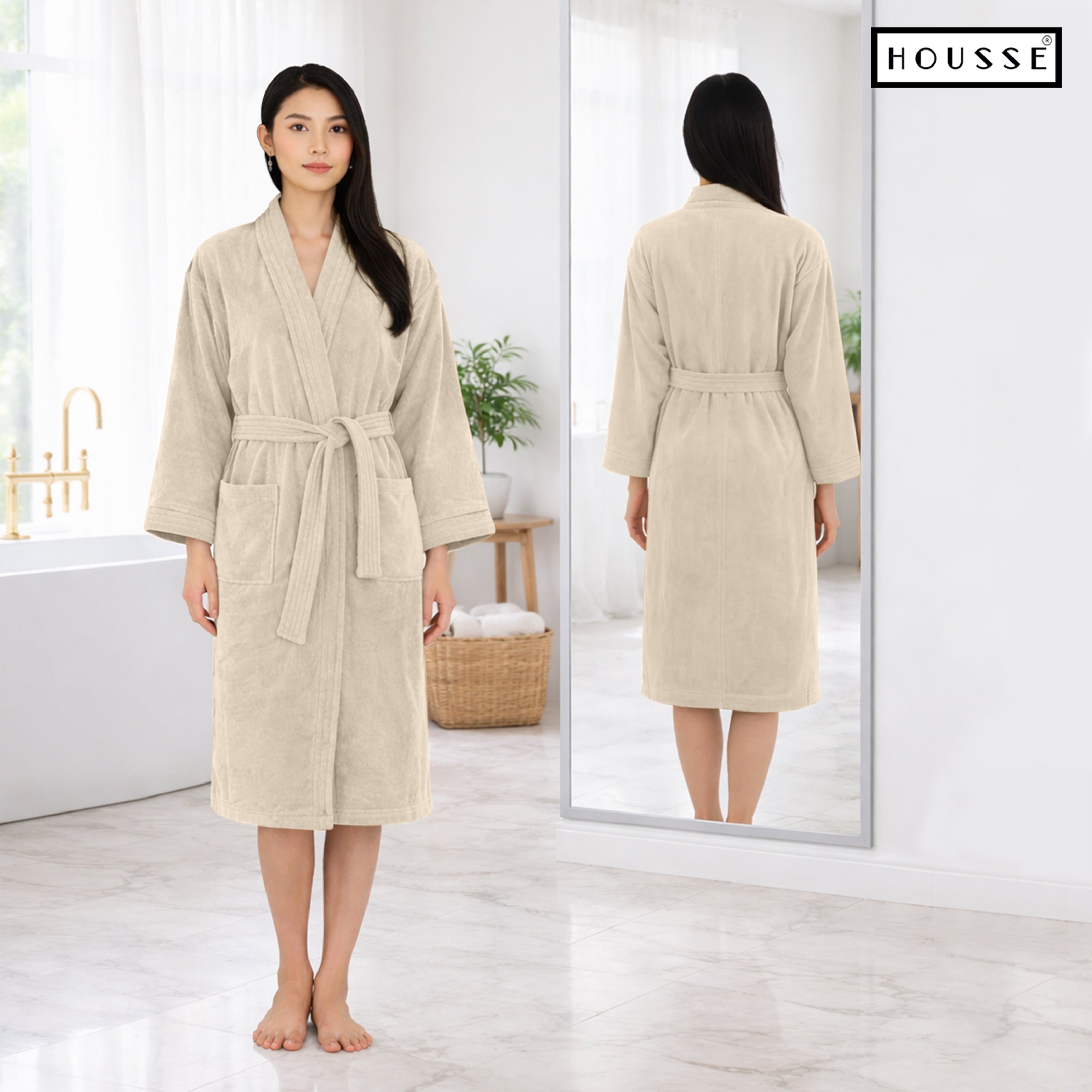 HOUSSE Microfiber Bathrobe 500 GSM | Solid Bathrobes, Highly Absorbent, Quick-Dry And Soft Bathrobe