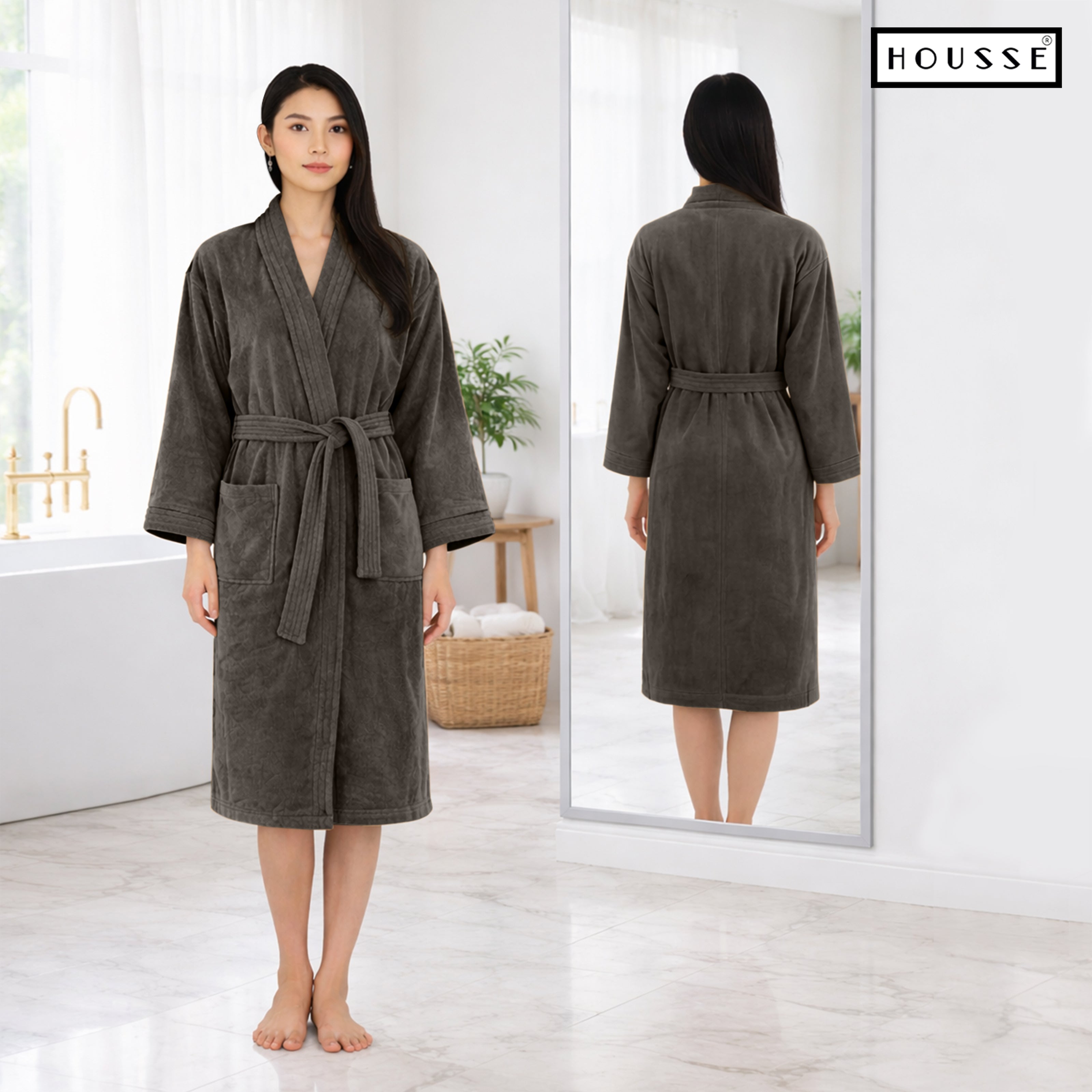 HOUSSE Microfiber Bathrobe 500 GSM | Solid Bathrobes, Highly Absorbent, Quick-Dry And Soft Bathrobe