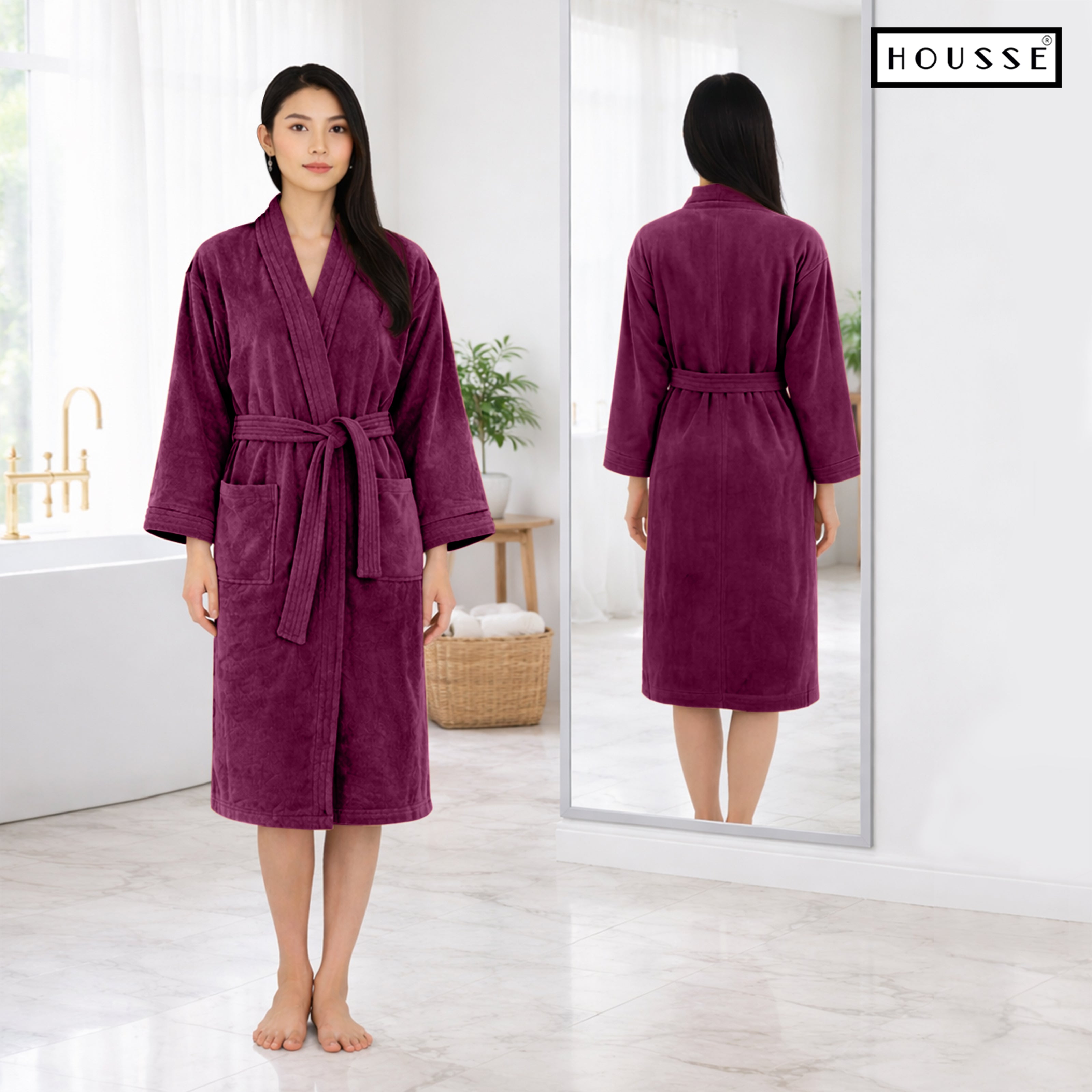 HOUSSE Microfiber Bathrobe 500 GSM | Solid Bathrobes, Highly Absorbent, Quick-Dry And Soft Bathrobe