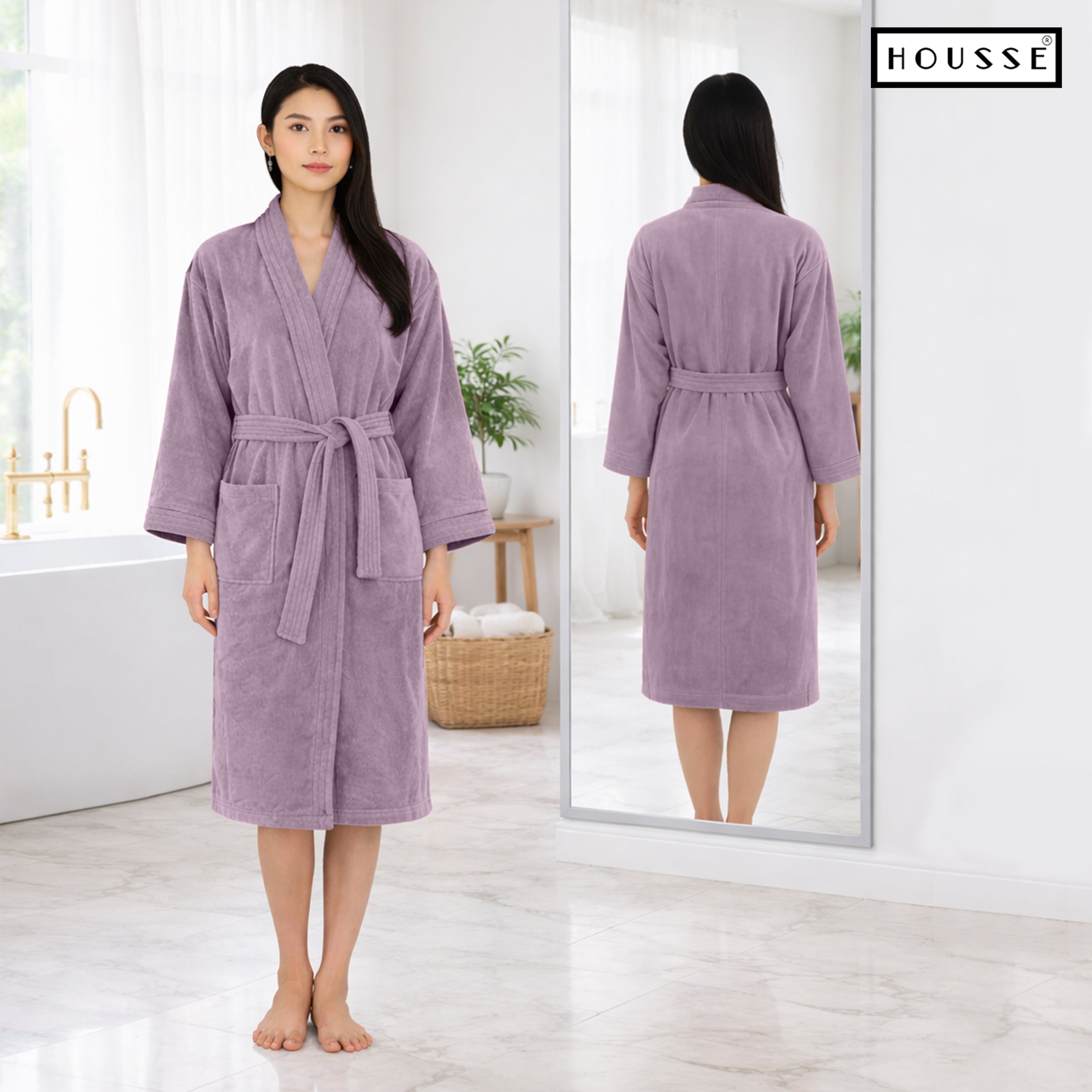 HOUSSE Microfiber Bathrobe 500 GSM | Solid Bathrobes, Highly Absorbent, Quick-Dry And Soft Bathrobe