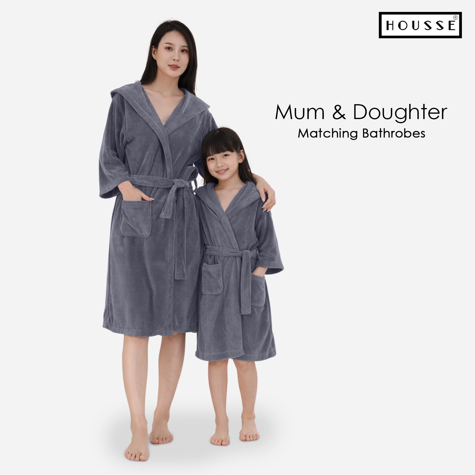 HOUSSE Bathrobe | 450 GSM Microfiber Solid Bathrobes for Kids | Solid Bathrobes, Highly Absorbent, Super Soft Bathrobe With Hoodie And Belt | Lightweight & Warm | 102 cm Long | Size-L | Pack of 1