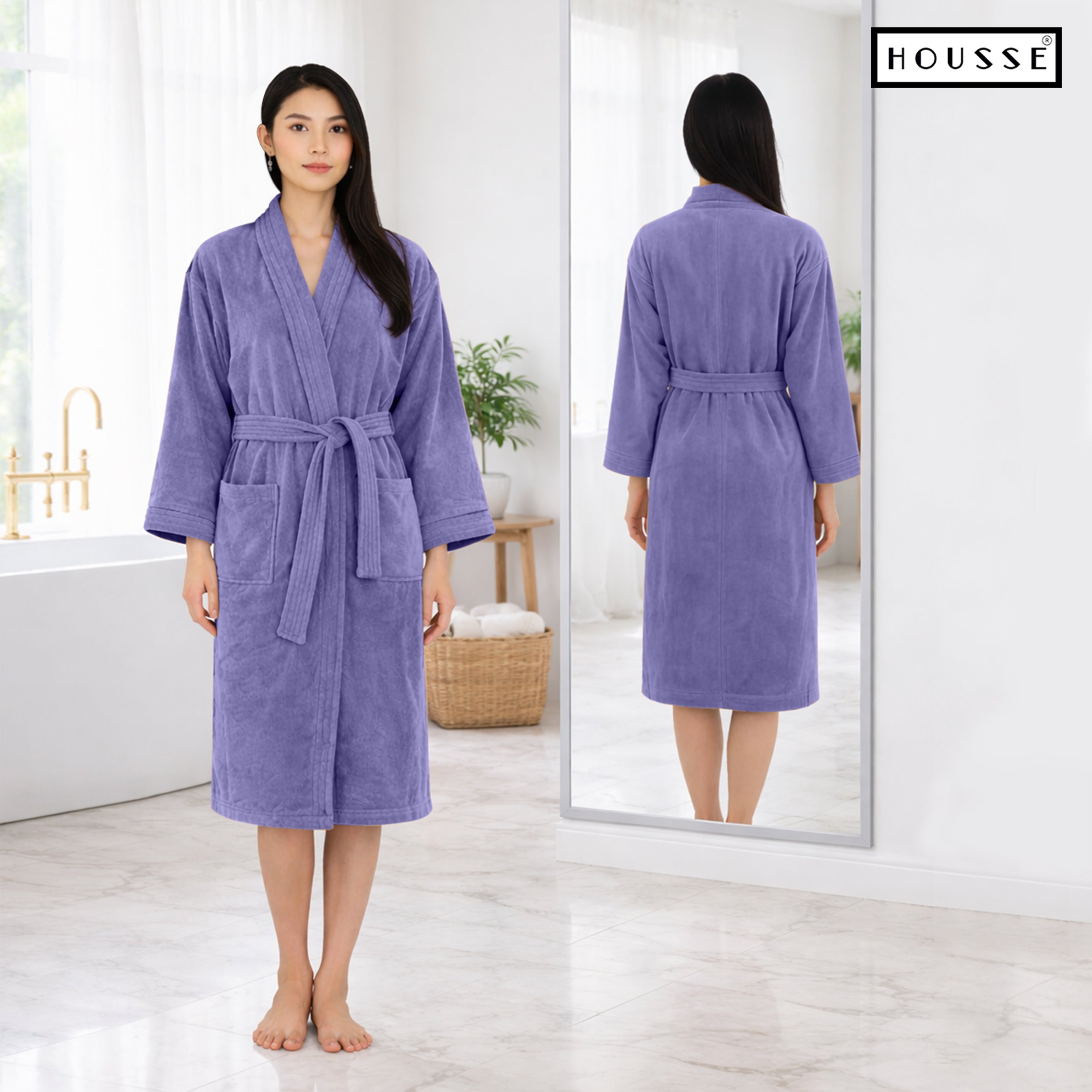 HOUSSE Microfiber Bathrobe 500 GSM | Solid Bathrobes, Highly Absorbent, Quick-Dry And Soft Bathrobe