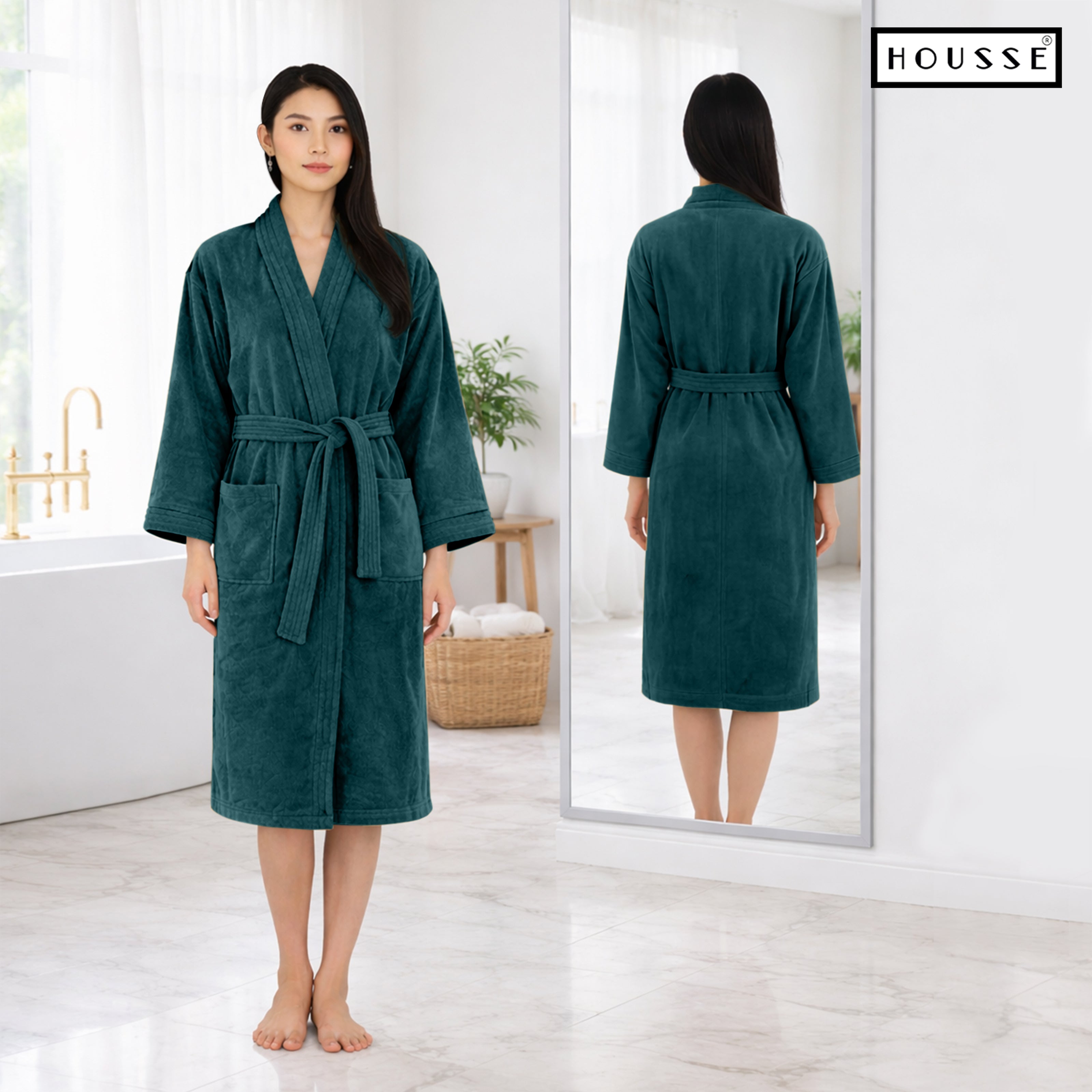 HOUSSE Microfiber Bathrobe 500 GSM | Solid Bathrobes, Highly Absorbent, Quick-Dry And Soft Bathrobe