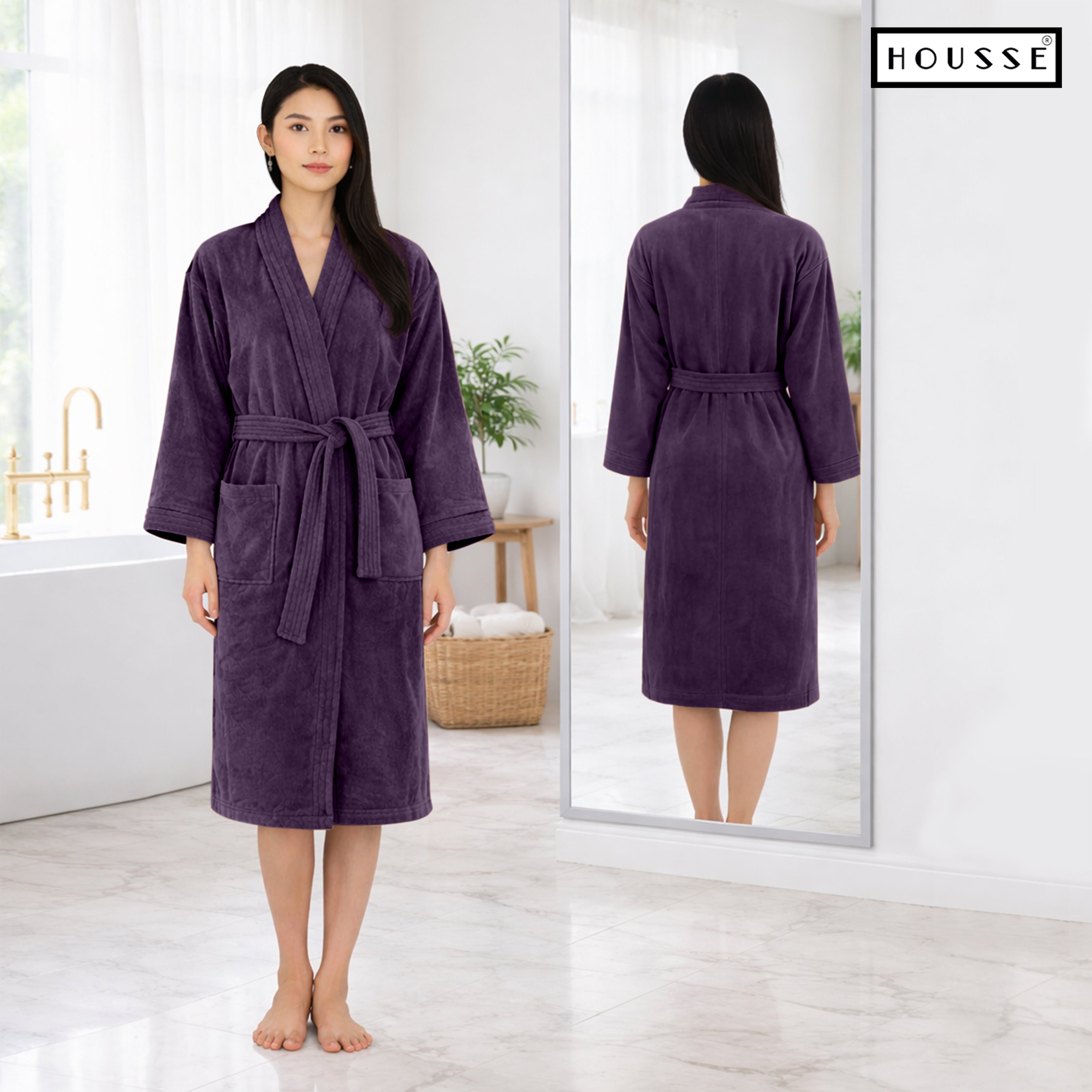 HOUSSE Microfiber Bathrobe 500 GSM | Solid Bathrobes, Highly Absorbent, Quick-Dry And Soft Bathrobe