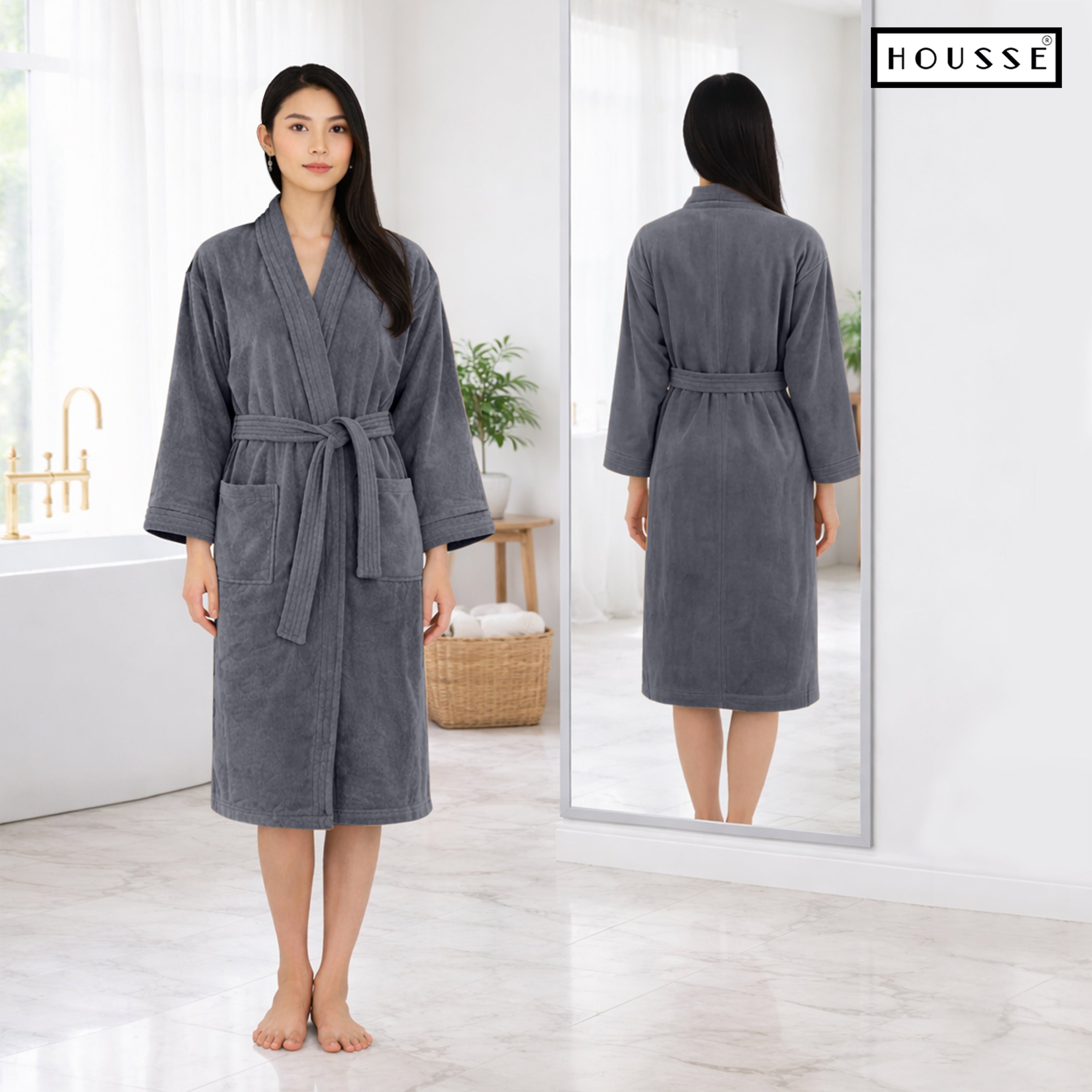 HOUSSE Microfiber Bathrobe 500 GSM | Solid Bathrobes, Highly Absorbent, Quick-Dry And Soft Bathrobe