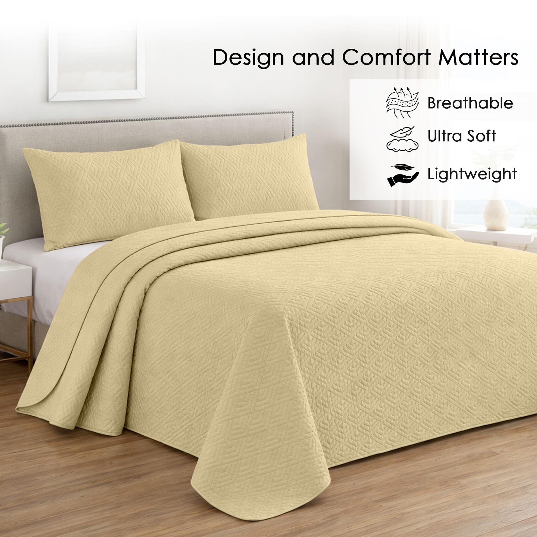 Plush Bedspread Bleached Sand - Image 3