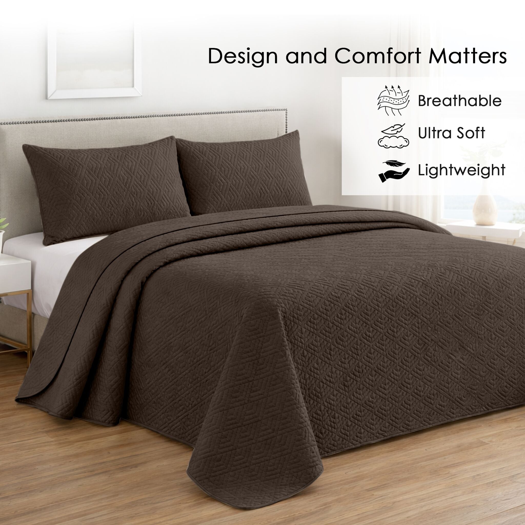 Plush Bedspread Coffee - Image 3