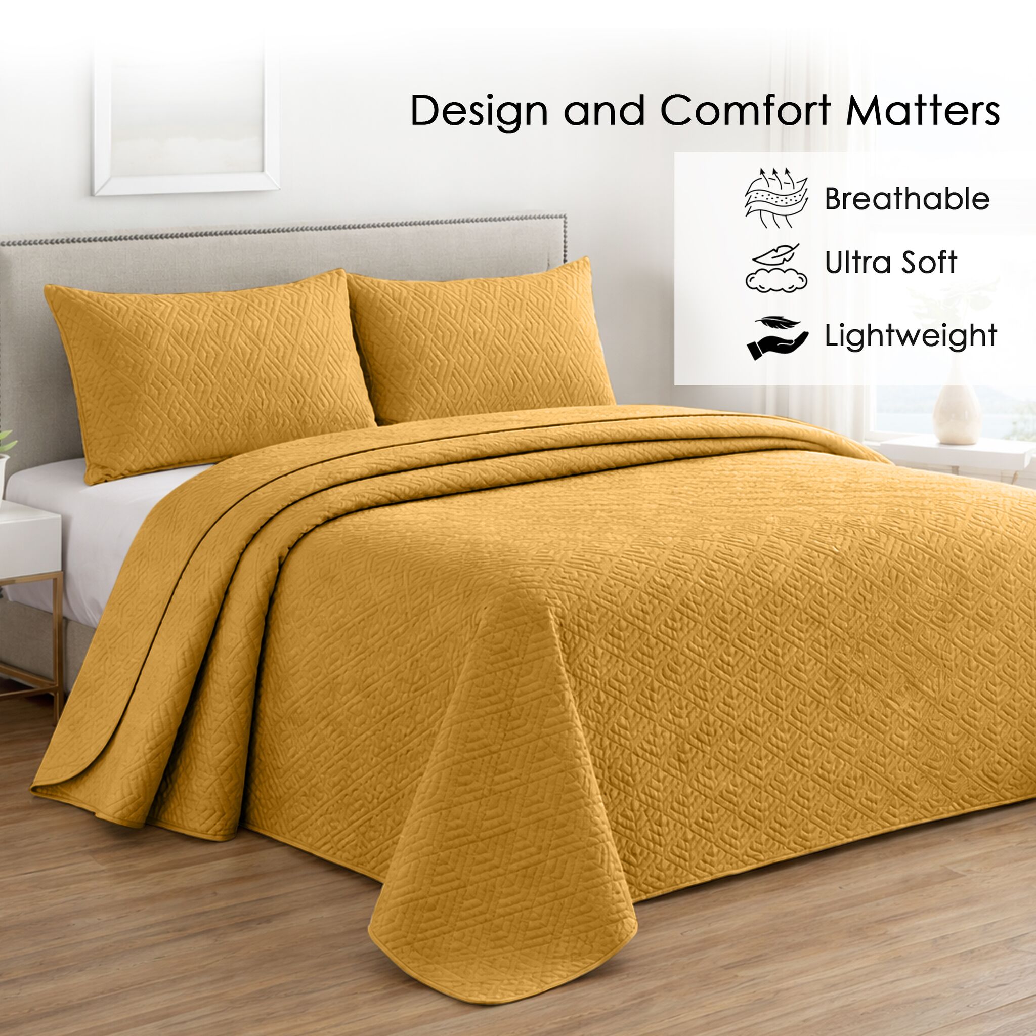 Plush Bedspread Honey Dew - Image 3