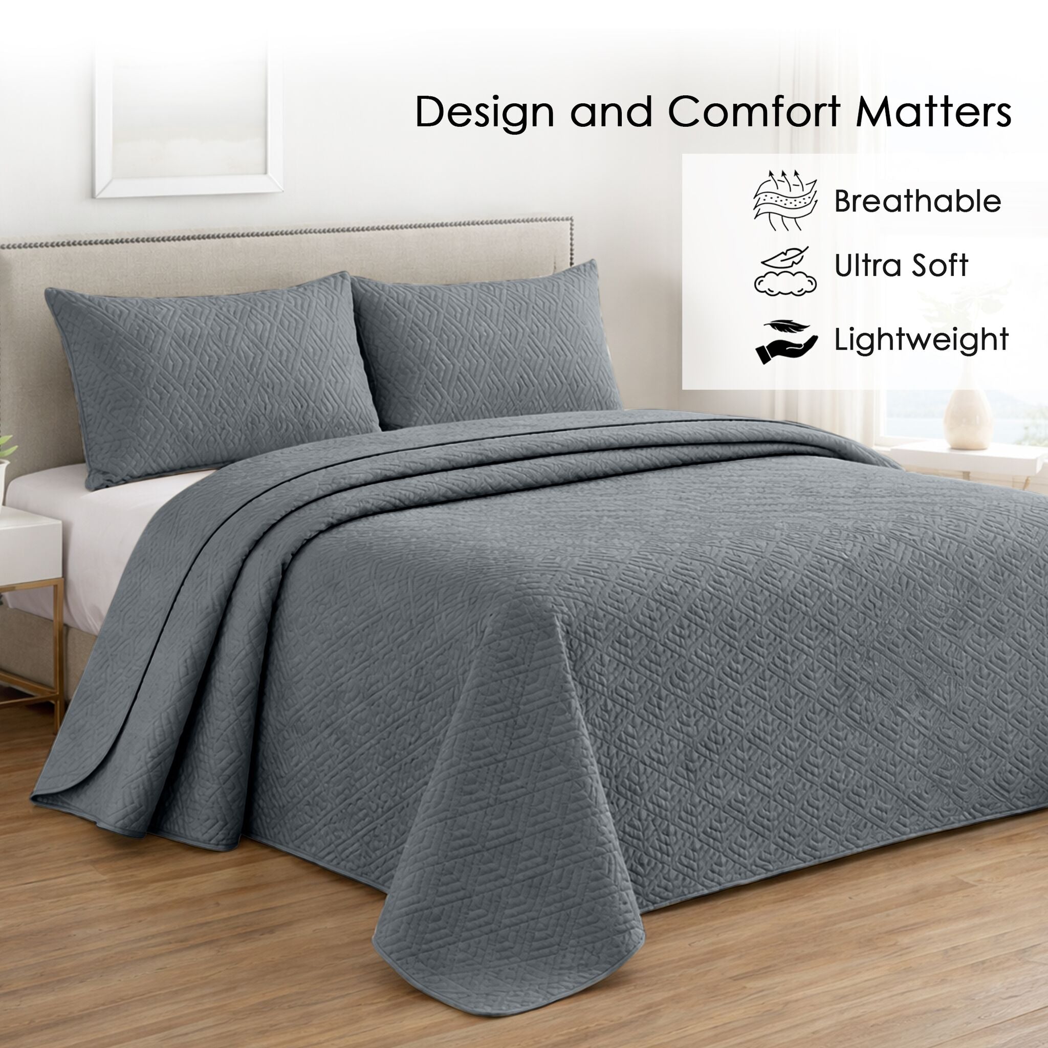 Plush Bedspread Smoke Pearl - Image 3